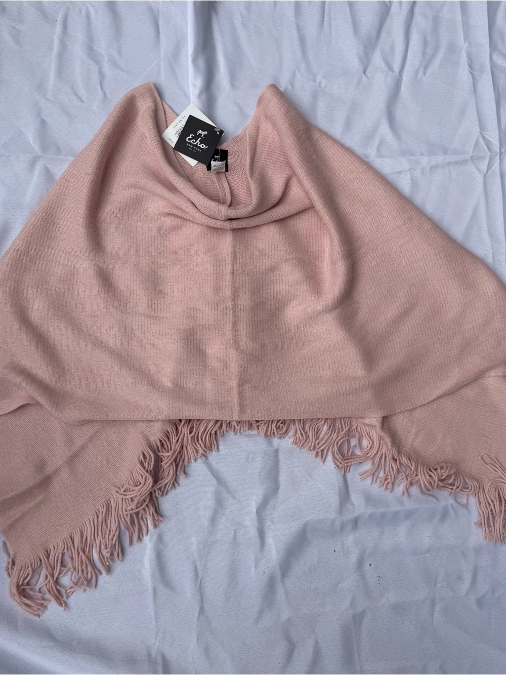 Echo Blush Pink Fringed Knit Wrap NWT
